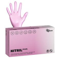 Espeon Nitrilové rukavice NITRIL SPARKLE 100 ks, nepudrované M, perleťově růžové