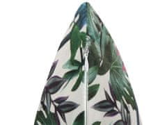 Beliani Sametový polštář vzor listů 45 x 45 cm zelený GASTERIA