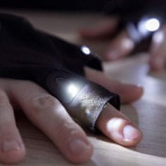 Northix Bezprstové LED rukavice - černé 