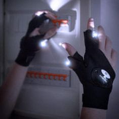 Northix Bezprstové LED rukavice - černé 
