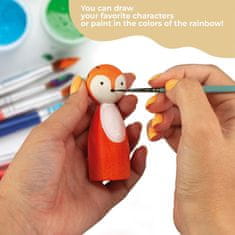 Ulanik Montessori dřevěná hračka "Unfinished Peg Dolls in Cups" 2ks
