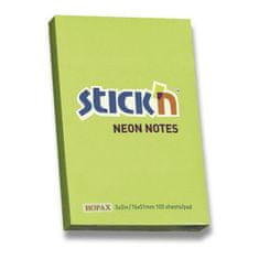 HOPAX Samolepicí bloček Stick’n Notes Neon 76 × 51 mm, 100 listů, zelený