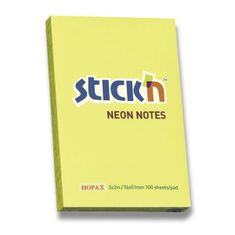 HOPAX Samolepicí bloček Stick’n Notes Neon 76 × 51 mm, 100 listů, žlutý