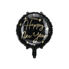 Balón foliový černý - Happy New Year - Silvestr - 45 cm