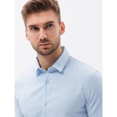 OMBRE Pánská košile s dlouhým rukávem -SLIM FIT světle modrá MDN120771 L