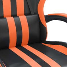 Vidaxl Otočná herní židle s podnožkou černá a oranžová umělá kůže