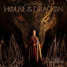 CurePink Oficiální nástěnný kalendář 2023 House of The Dragon|Rok draka (30,5 x 30,5|61 cm)