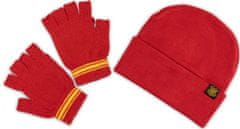 CurePink Zimní čepice a rukavice Harry Potter: Nebelvír (univerzální) červený akryl