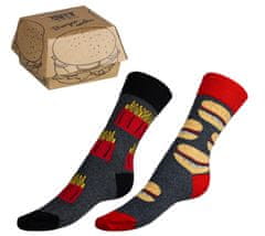 Bellatex Ponožky Hamburger+hranolky 2 páry v dárkovém balení - 39-42 - černá, béžová, červená
