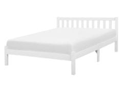 Beliani Dřevěná postel 140 x 200 cm bílá FLORAC