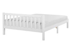 Beliani Dřevěná postel 140 x 200 cm bílá FLORAC
