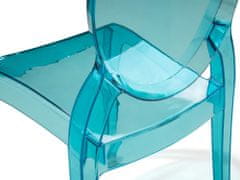 Beliani Sada 4 jidelních průhledných plastových židlí v modré barvě MERTON
