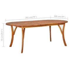 Greatstore Zahradní stůl 201 x 100 x 75 cm masivní akáciové dřevo