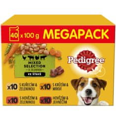 Pedigree kapsičky masový výběr se zeleninou ve šťávě pro dospělé psy 40 x 100g