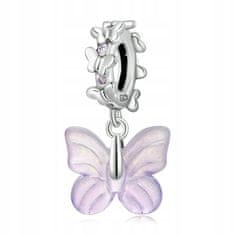 FRAISE Stříbrný přívěsek (charms) na náramek fialový motýl S925