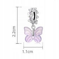 FRAISE Stříbrný přívěsek (charms) na náramek fialový motýl S925