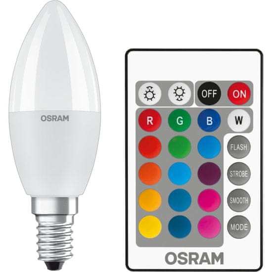 Osram LED žárovka RGBW E14 P45 5,5W = 40W 470lm + Pilot dálkové ovládání