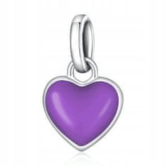 FRAISE Stříbrný přívěsek (charms) na náramek fialové srdce S925