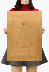 Tie Ler  Plakát Leonardo Da Vinci Manuscript Vitruvian Man 