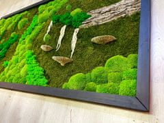 ProfiMech Mechový obraz mix mechu -dřeviny - rostliny 180*90cm - dřevěný rám černý