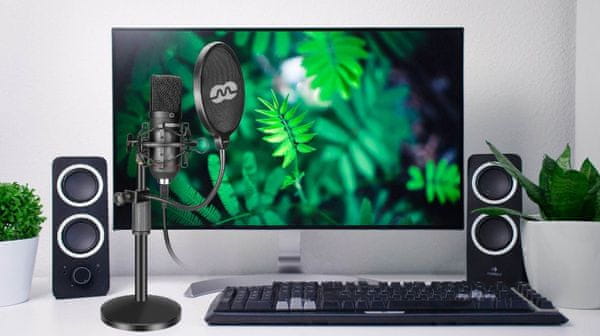 moderní kondenzátorový mikrofon mozos mkit odpružený držák univerzální použití vhodný pro točení vlogů podcastů usb kabel pop filtr