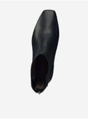 Tamaris Černé kožené kotníkové boty na vysokém podpatku Tamaris 36