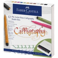 Faber-Castell PITT kaligrafické fixy set 12 barev-studio box