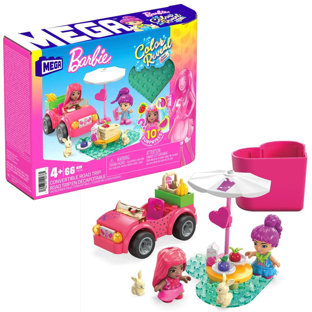 Levně MEGA BLOKS Mega Construx Barbie Color Reveal Výlet na piknik v kabrioletu HKF90