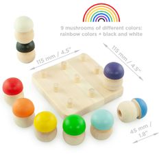 Ulanik Montessori dřevěná hračka "Mushroom meadow 9"