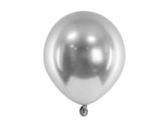 PartyDeco Saténové balónky stříbrné 12cm 50ks