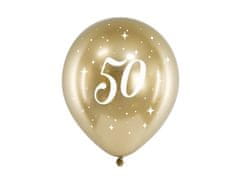 PartyDeco Saténové balónky 50 zlaté 30cm 6ks