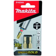 Makita 2 rázové bity Pz2 25mm IMPACT GOLD B-62343