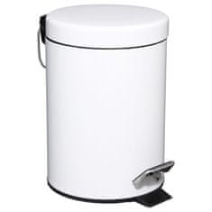 5five Odpadkový pedálový koš do koupelny,3 l, bílá barva, 24x17 cm