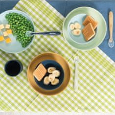 Nattou Set jídelní silikonový 3 ks zeleno-modrý bez BPA