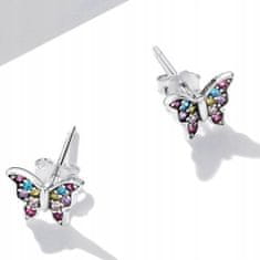 FRAISE Stříbrné náušnice barevné motýly s kamínky S925