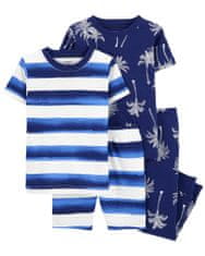 Carter's Pyžamo 4dílné triko kr. rukáv 2ks, tepláky, kraťasy Palm & Stripes kluk 12m
