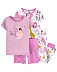 Carter's Pyžamo 4dílné triko kr. rukáv 2ks, tepláky, kraťasy Koala & Safari holka 12m