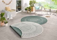 NORTHRUGS Kusový koberec Twin-Wendeteppiche 103103 creme grün kruh – na ven i na doma 200x200 (průměr) kruh