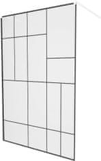 Mexen Kioto samostatně stojící sprchová zástěna 100 x 200, transparent/černý vzor 8 mm, bílá (800-100-002-20-78)