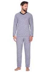 Amiatex Pánské pyžamo 592 grey plus + Ponožky Gatta Calzino Strech, melanž, XXL