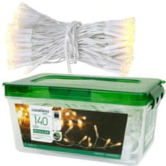 Luxuriance Lights Vánoční řetěz 140 LED časovač, 8 funkcí, teplá bílá