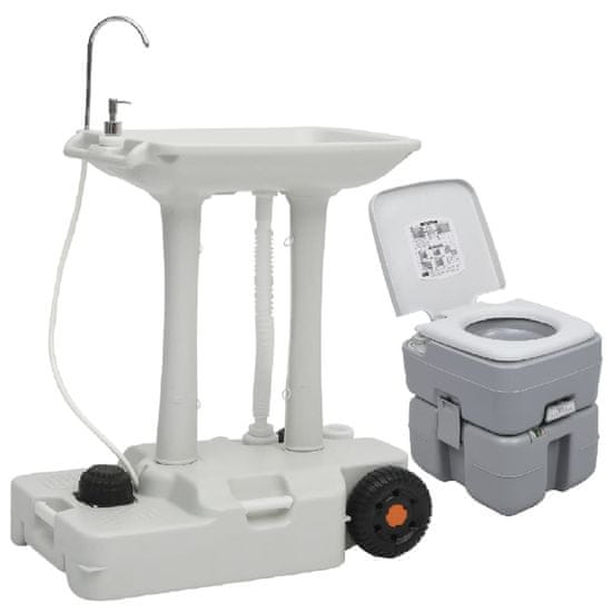 Greatstore Sada přenosné kempingové toalety a stojanu na mytí rukou