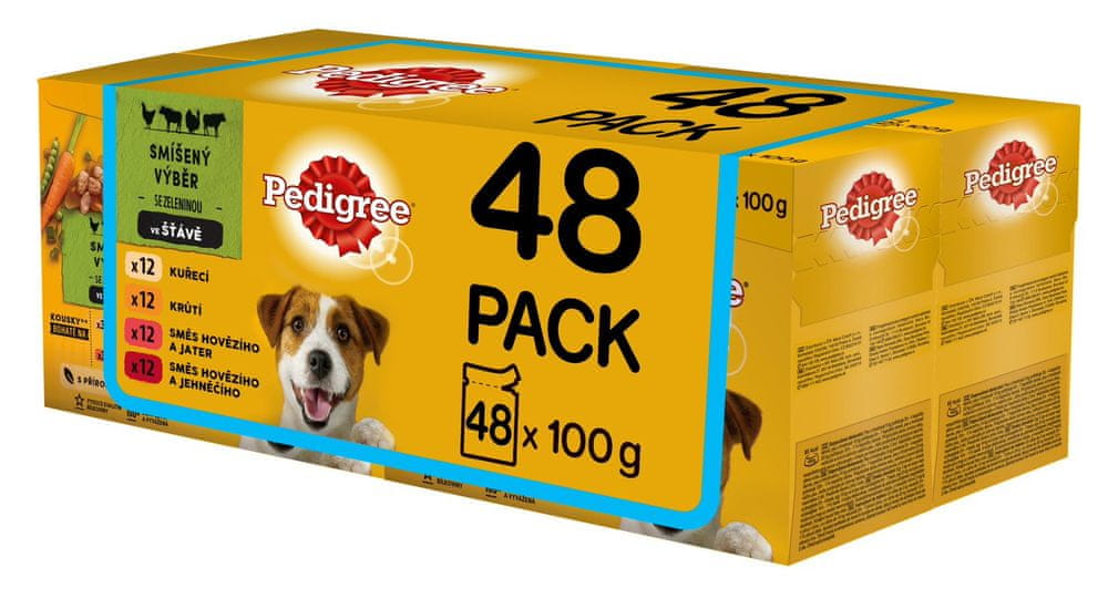 Levně Pedigree Vital Protection kapsičky masový výběr se zeleninou ve šťávě pro dospělé psy 48 x 100g