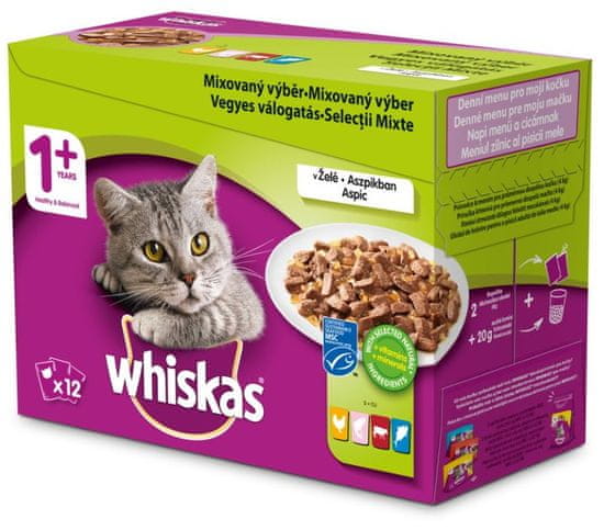 Whiskas kapsičky mixovaný výběr v želé pro dospělé kočky 48x100 g