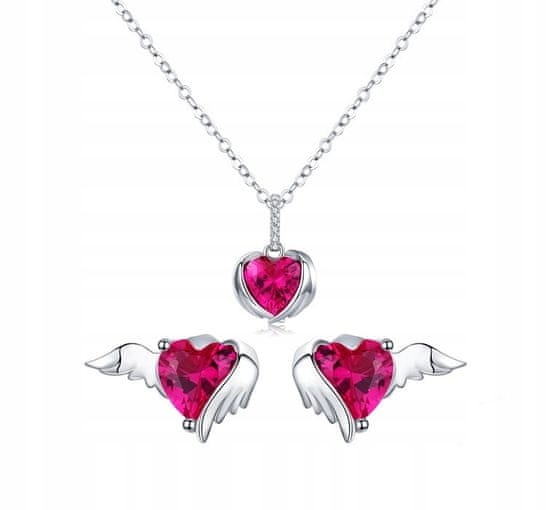 FRAISE Sada stříbrných šperků s motivem srdce a andělských křídel S925