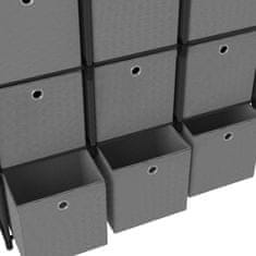 Greatstore Výstavní police 15 přihrádek s boxy černé 103x30x175,5 cm textil