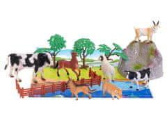 Ikonka Figurky hospodářských zvířat 7ks + sada podložky a příslušenství