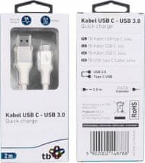 Kabel TB AKTBXKU3CPREM2W USB A - USB C bílý 2m