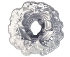 Nordic Ware Forma na bábovku Sváteční Věnec stříbrná 2,13 l ,NORDIC WARE