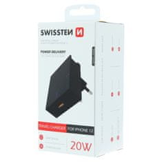 SWISSTEN Swissten Síťový Adaptér Power Delivery 20W Pro Iphone 12 Černý 8595217471948
